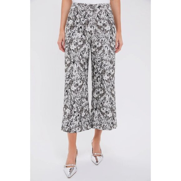 NWT Tuckernuck Gray Gardens Jacquard Jemma Wide Leg Cropped Pants Size 8 - Picture 1 of 6